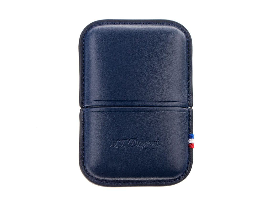 S.T. Dupont Feuerzeugetui Line 2 Leder Blau Ref. 183073 Full Set