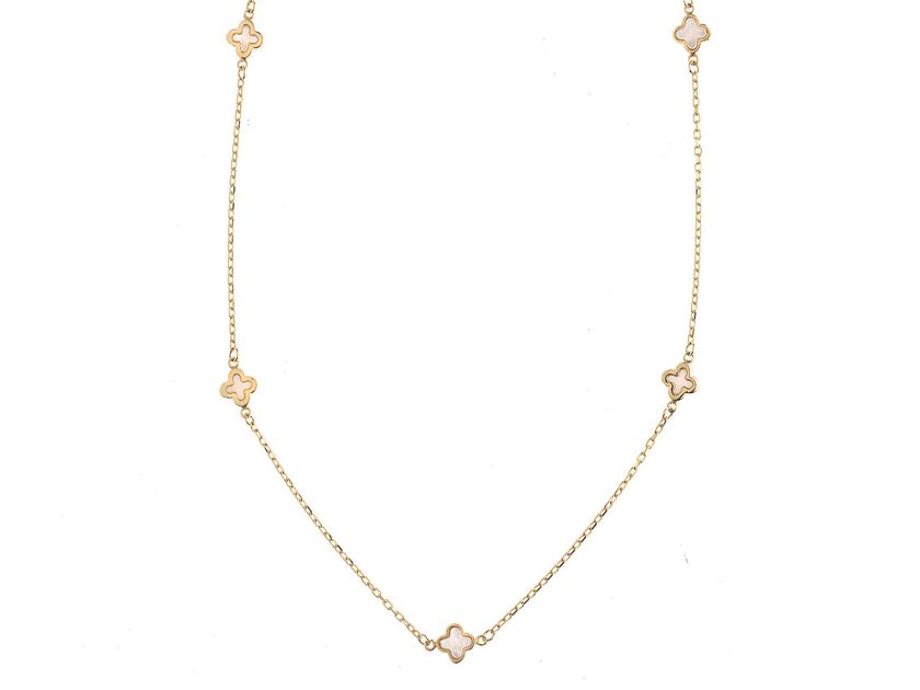 Palido Halskette Anhänger Blumen 14kt Gelbgold 2,4g Perlmutt 450mm