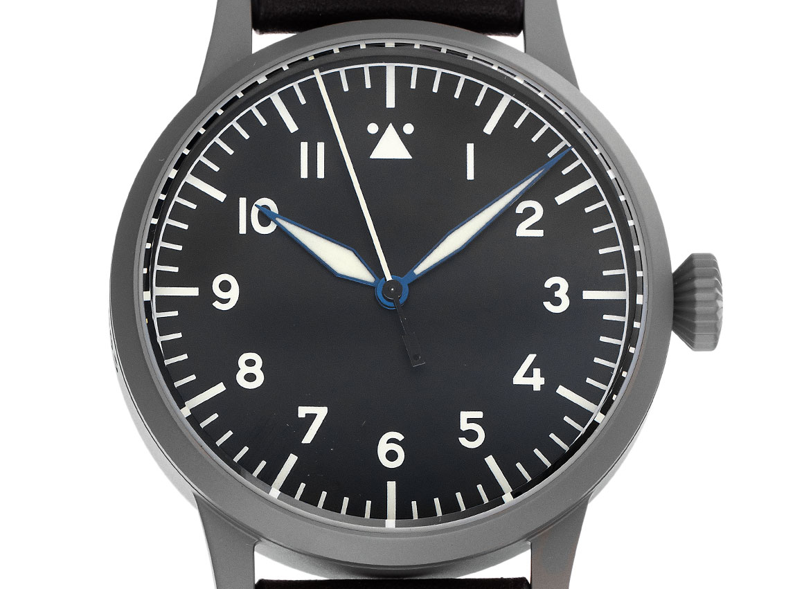 Laco Flieger Memmingen Stahl Handaufzug Armband Leder 42mm Ref.861746 Box&Pap. Full Set Neu