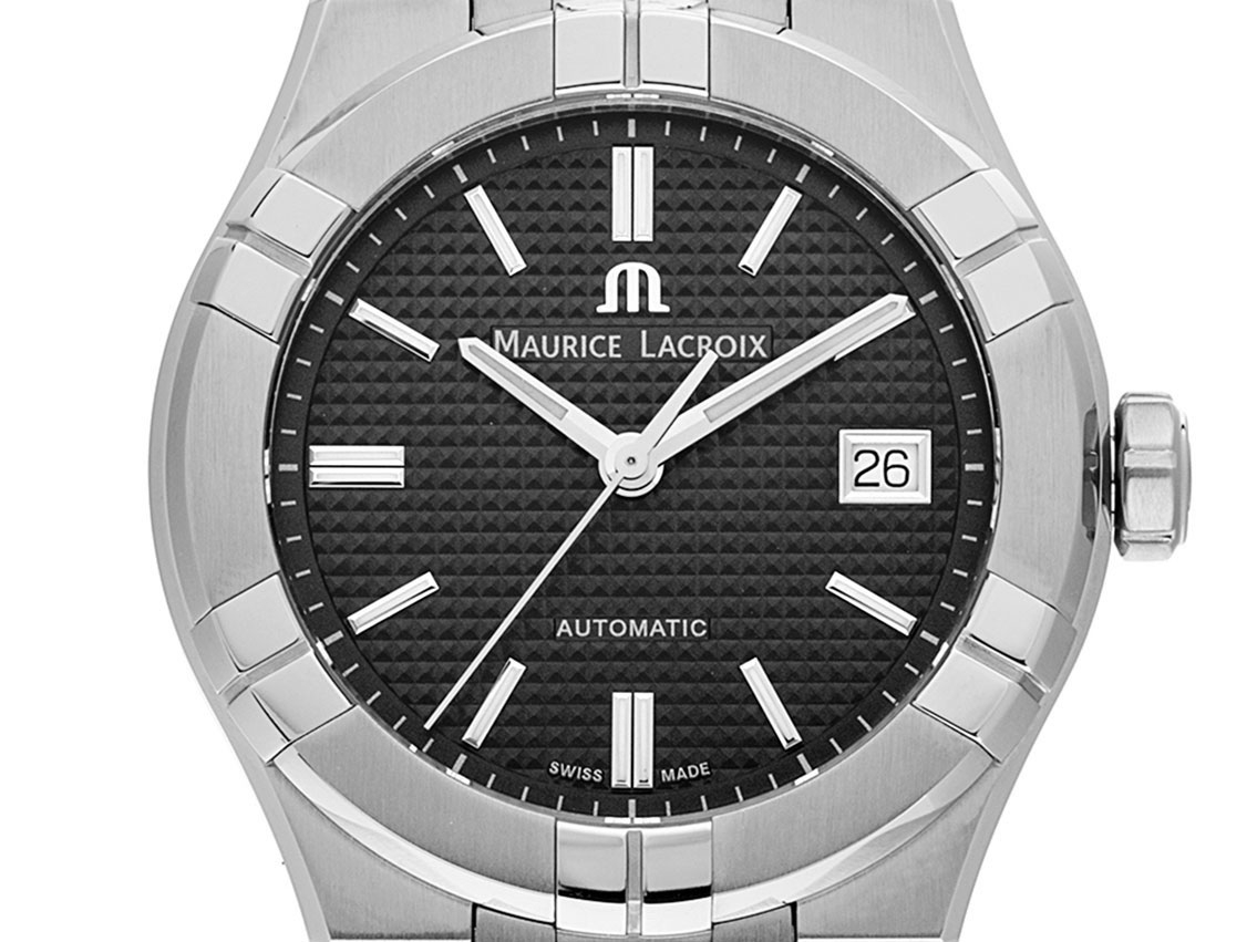 Maurice Lacroix Aikon Black Gents Stahl Automatik Armband Stahl 42mm Ref.AI6008 Box&Pap. Full Set Neu