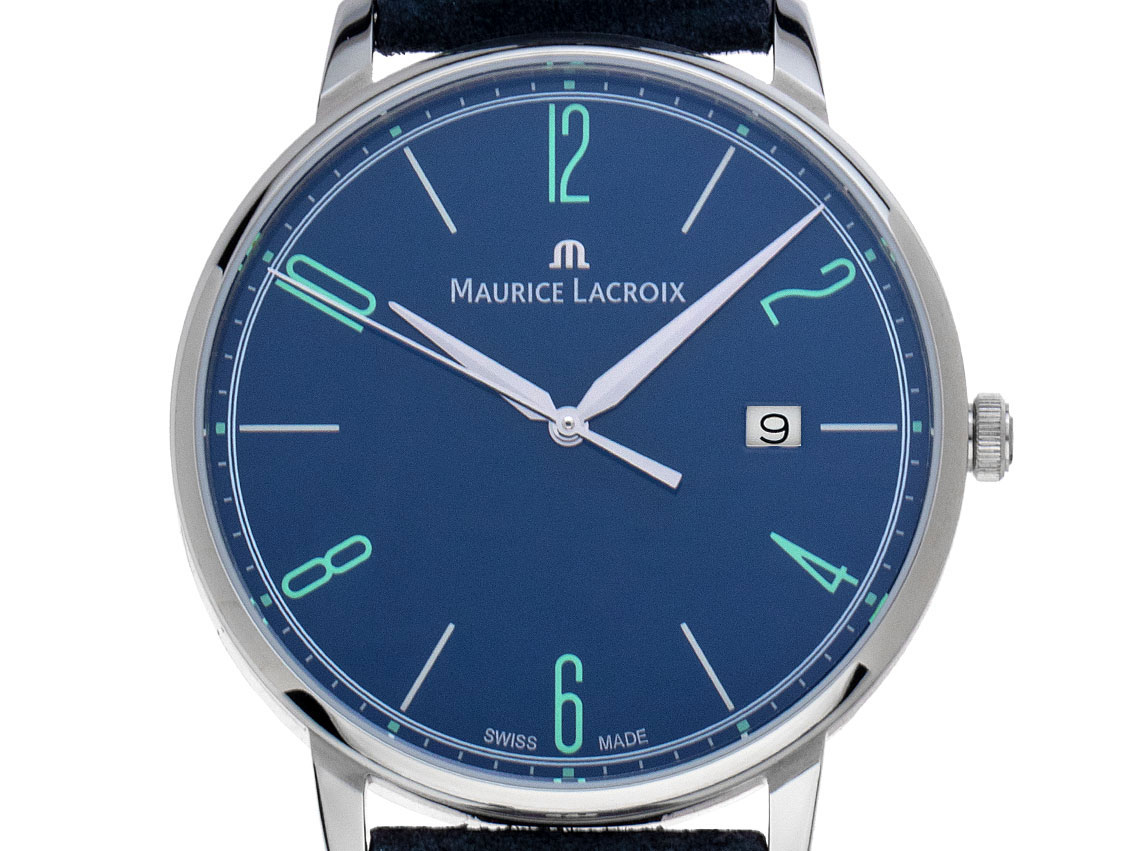 Maurice Lacroix Eliros Date Stahl Quarz Armband Leder 40mm Box&Pap. Full Set Neu