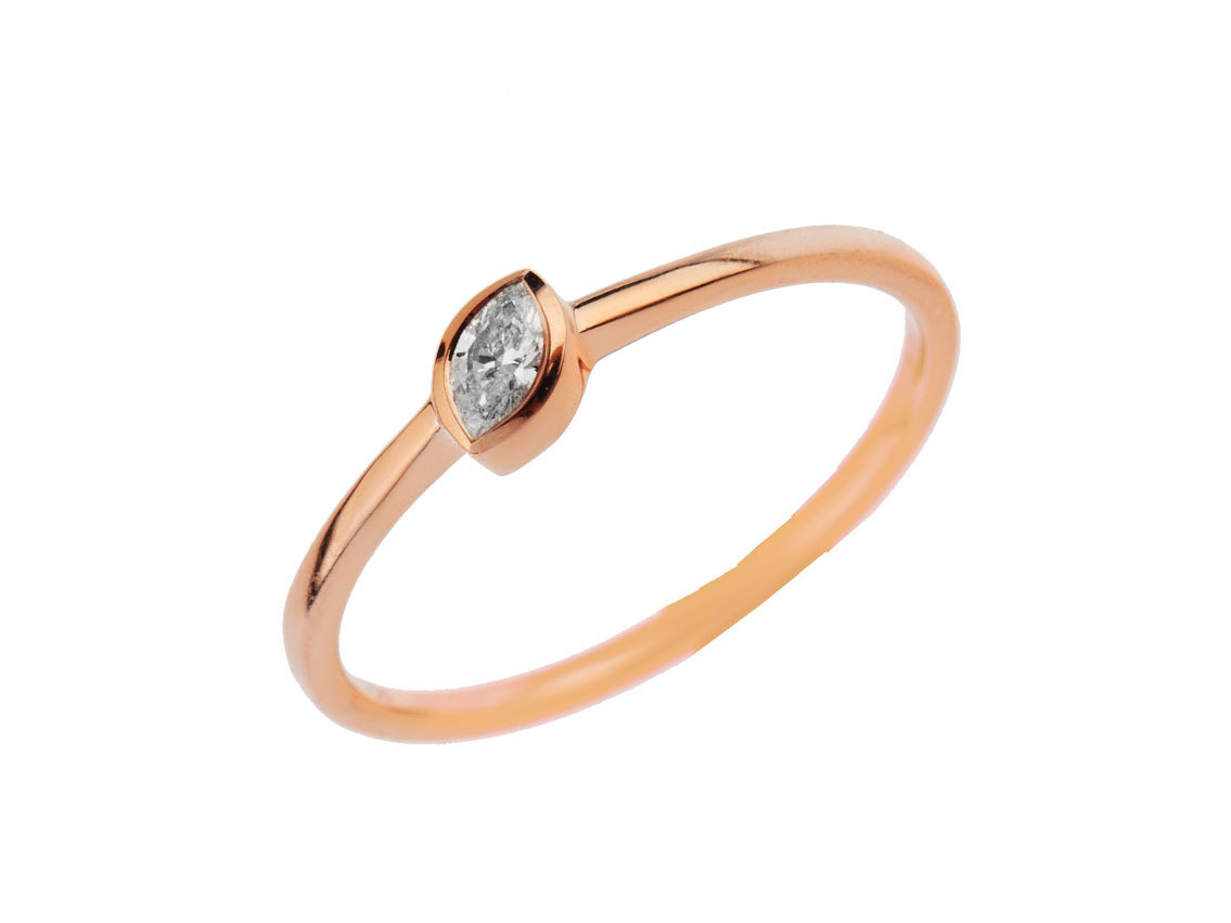 Facet Ring Solitär 18kt Roségold 1,3g Diamant 0,10ct Neu