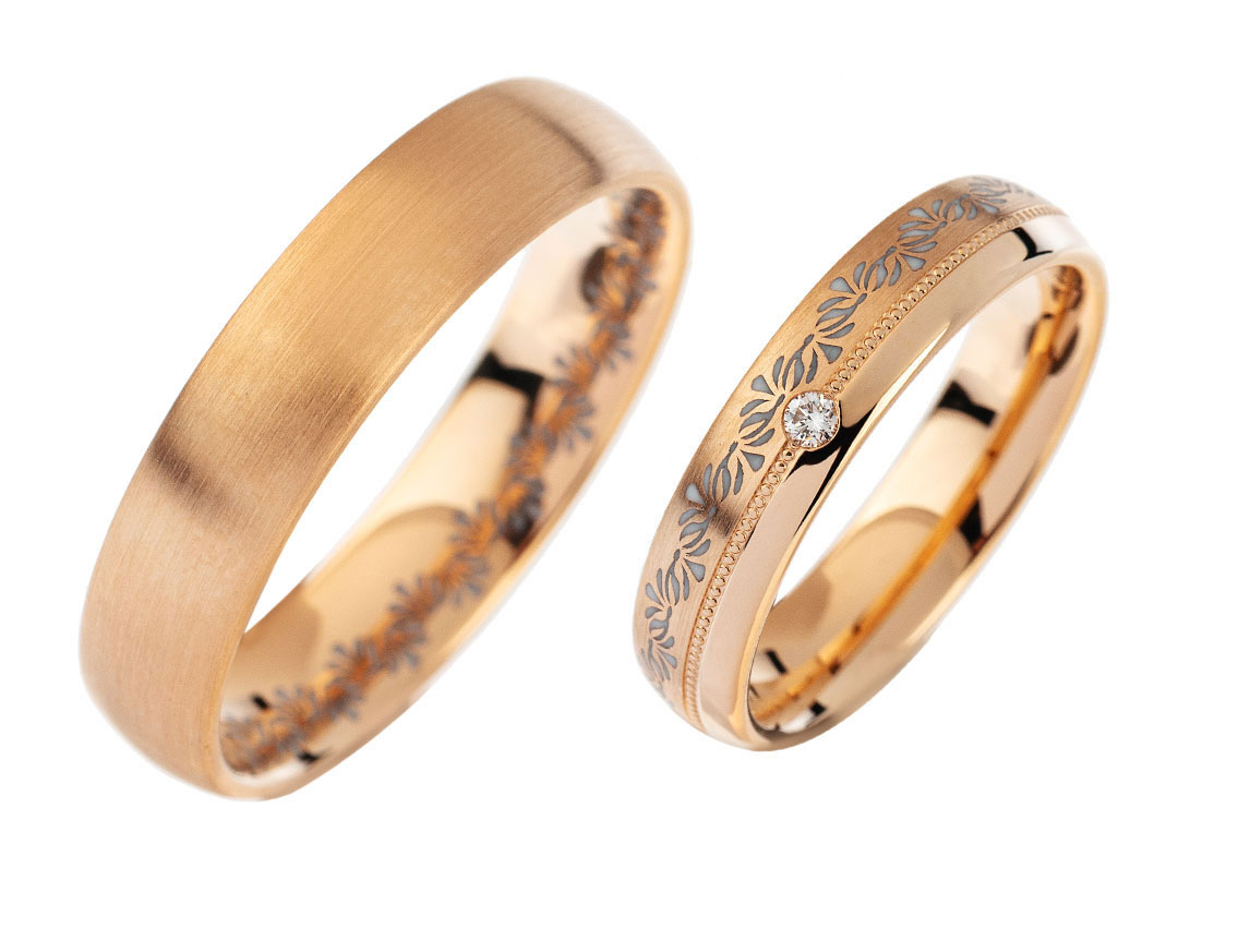 Fischer Trauringe 14kt Apricotgold 10,6g Diamant 0,02ct