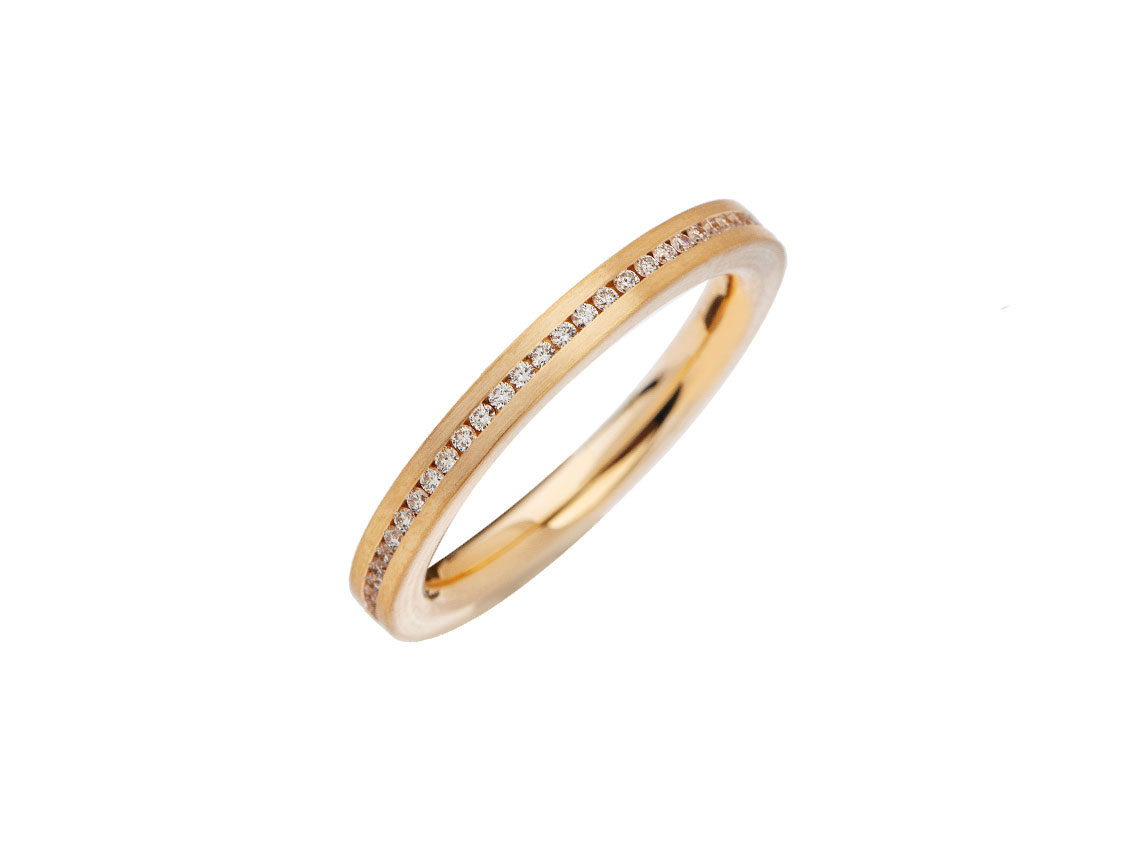 Fischer Verlobungsring 14kt Apricotgold 5,4g Diamanten 0,15ct