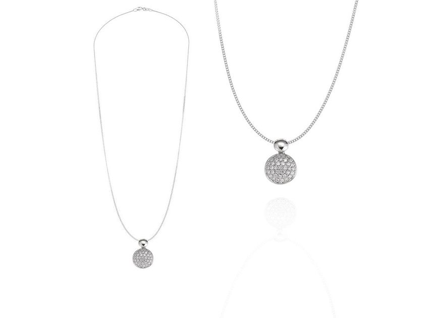 Palido Halskette Anhänger Rund 18kt Weißgold 2,3g Diamanten 450mm