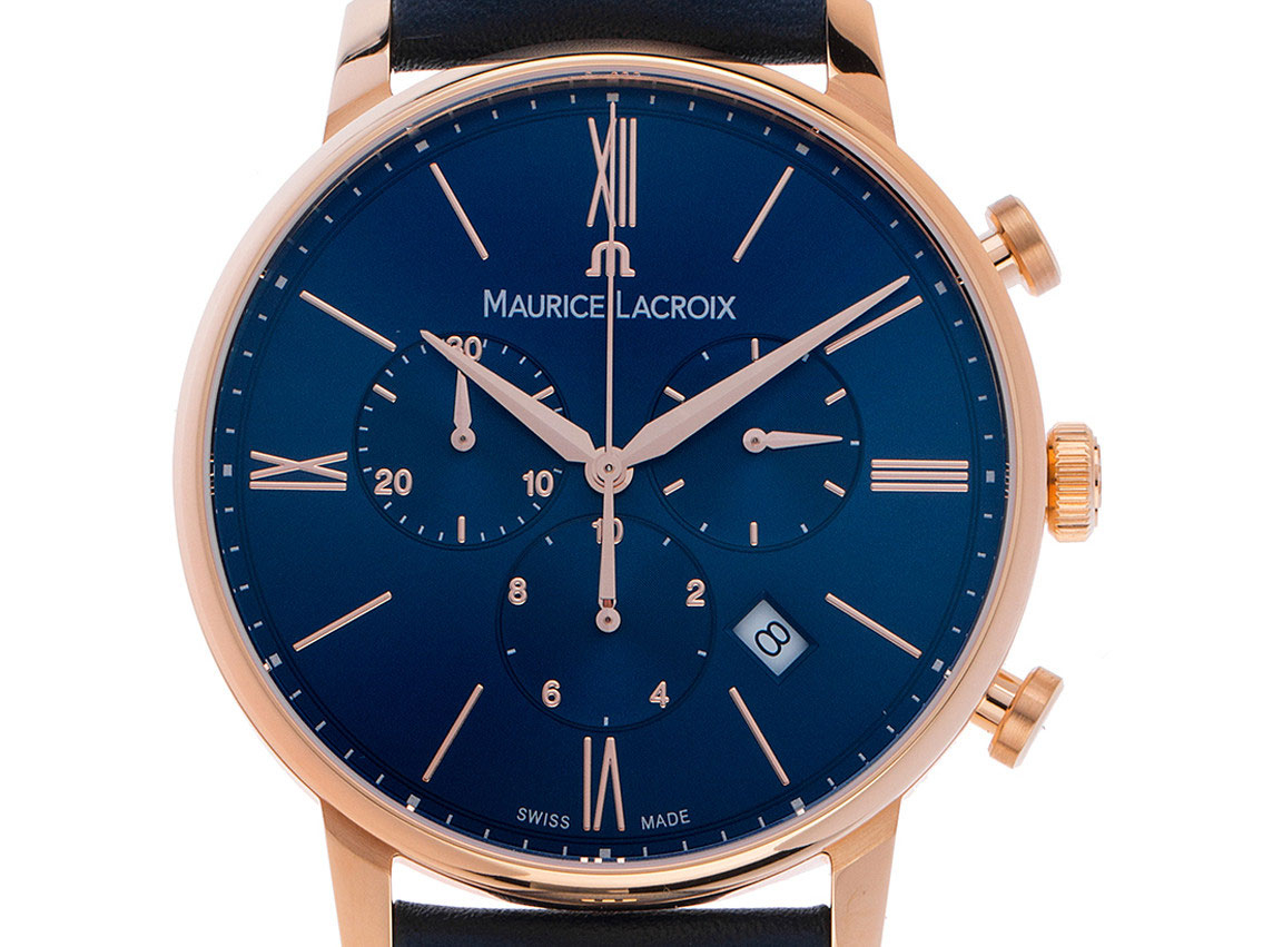 Maurice Lacroix Eliros Roségold Quarz Chronograph Armband Leder 40mm Box&Pap. Full Set Neu