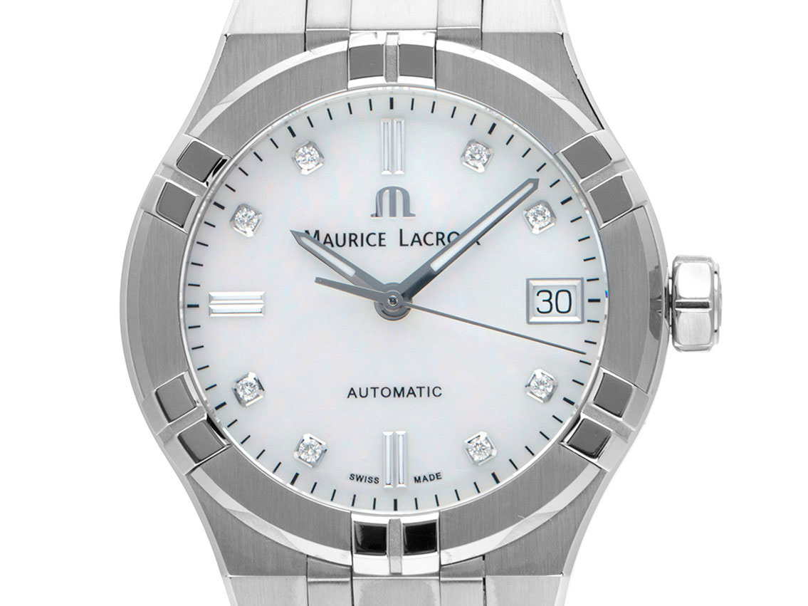Maurice Lacroix Aikon Stahl Perlmutt Diamanten Automatik Armband Stahl 39mm Box&Pap. Full Set Neu 