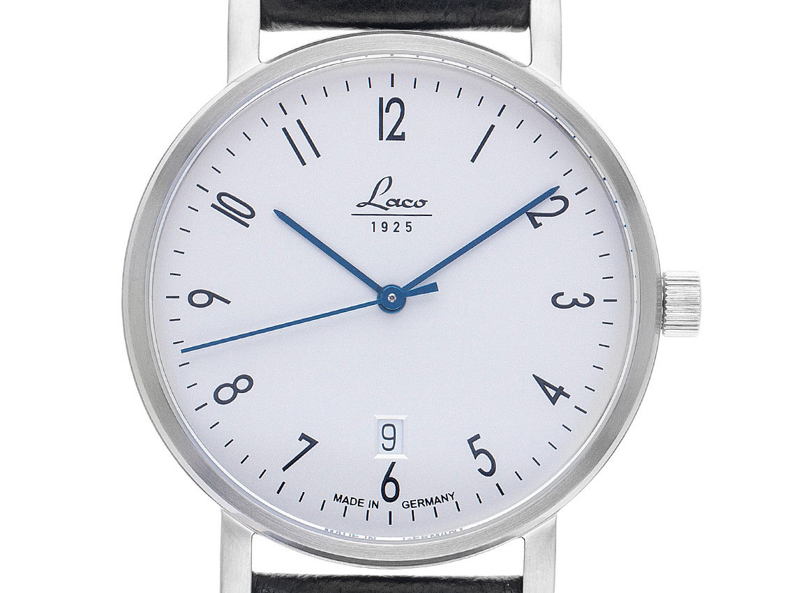 Laco Classics Berlin Stahl Automatik Armband Leder 40mm Ref.861861 Box&Pap. Full Set Neu