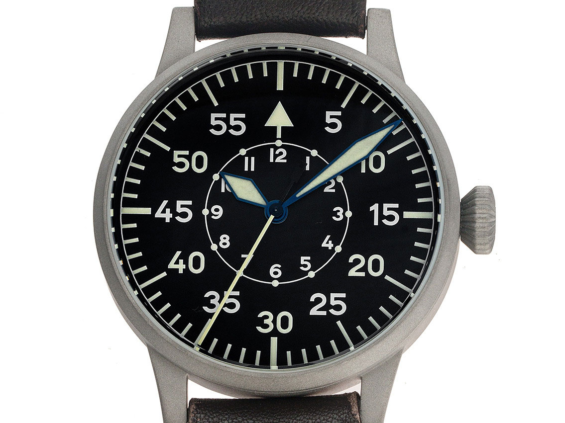 Laco Fliegeruhr Original Leipzig Stahl Handaufzug Armband Leder 42mm Box&Pap. Full Set Neu