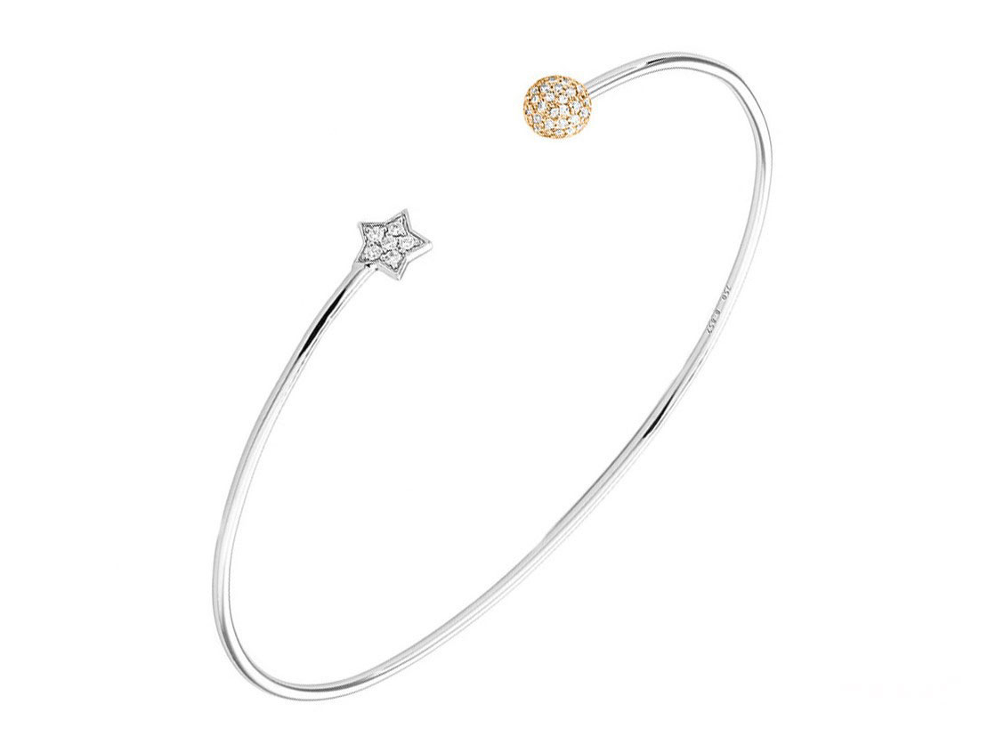 Armreif 18kt Weißgold Roségold Diamanten 0,19ct Neu