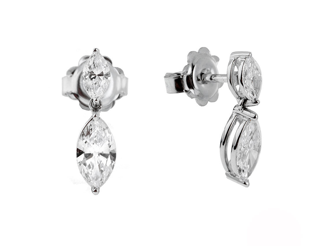 Facet Ohrringe 18kt Weißgold 2,3g Diamanten 1,49ct