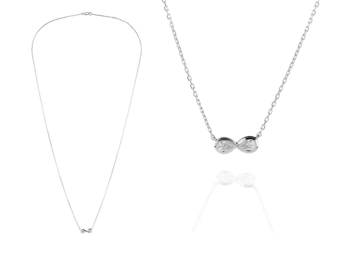 Facet Halskette 18kt Weißgold 1,5g Diamanten 0,20ct 420mm