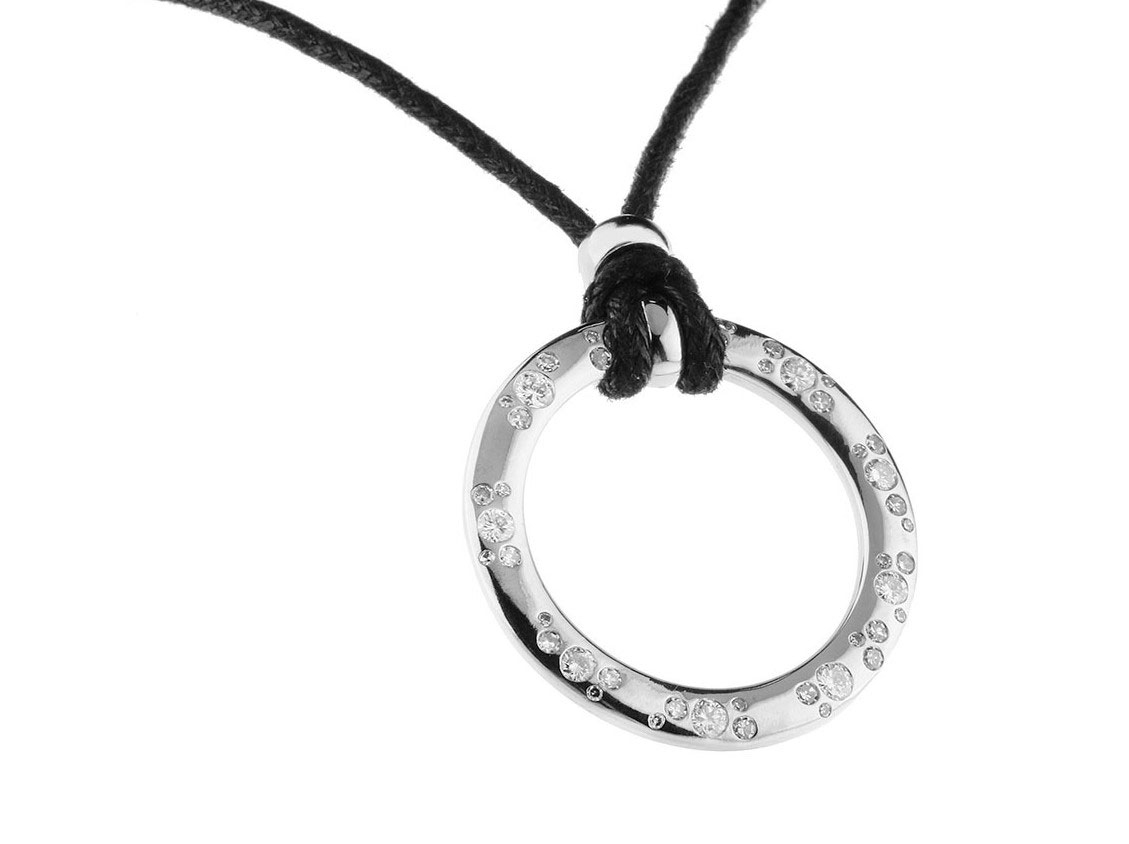 Brillen Halter / Collier 18kt Weißgold 26,88g Diamant 1,50ct Handarbeit