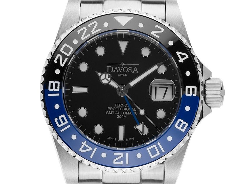 Davosa Ternos Professional TT GMT Diver Stahl Keramik schwarz blau Automatik Armband Stahl 42mm Box&Pap. Full Set Neu