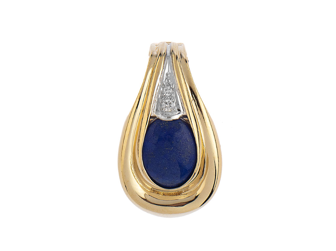 Anhänger 14kt Gelb/Weißgold 4,6g Diamanten 0,02ct Lapislazuli
