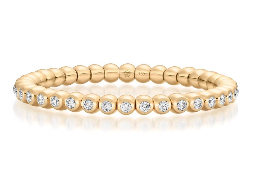 Scheffel Armband Tennis Stretch 18kt Gelbgold 16,0g Diamanten 2,19ct mit Box