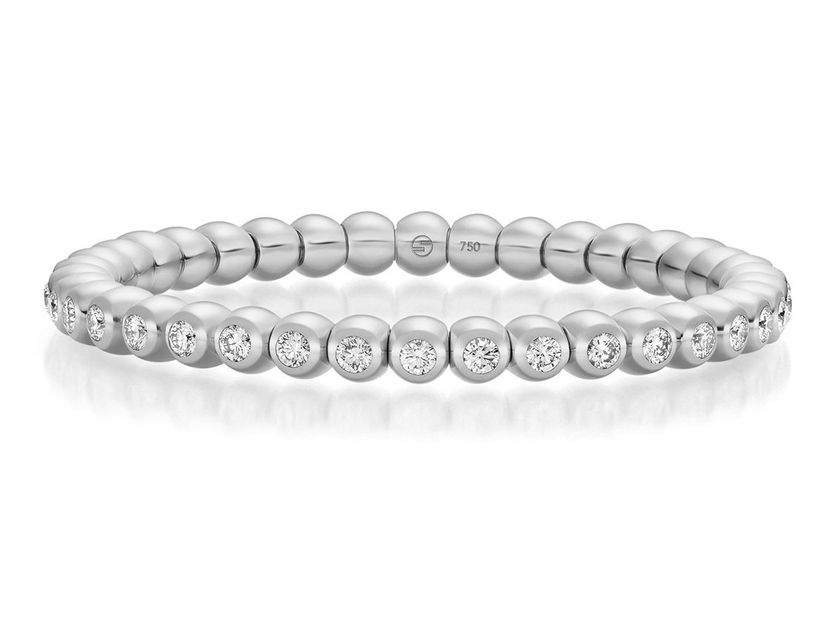 Scheffel Armband Tennis Stretch 18kt Weißgold 19,6g Diamanten 3,40ct mit Box