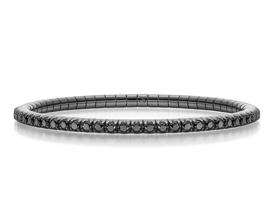 Scheffel Armband Stretch 18kt Weißgold schwarz rhodiniert Diamanten 15,53ct 30,5g mit Box