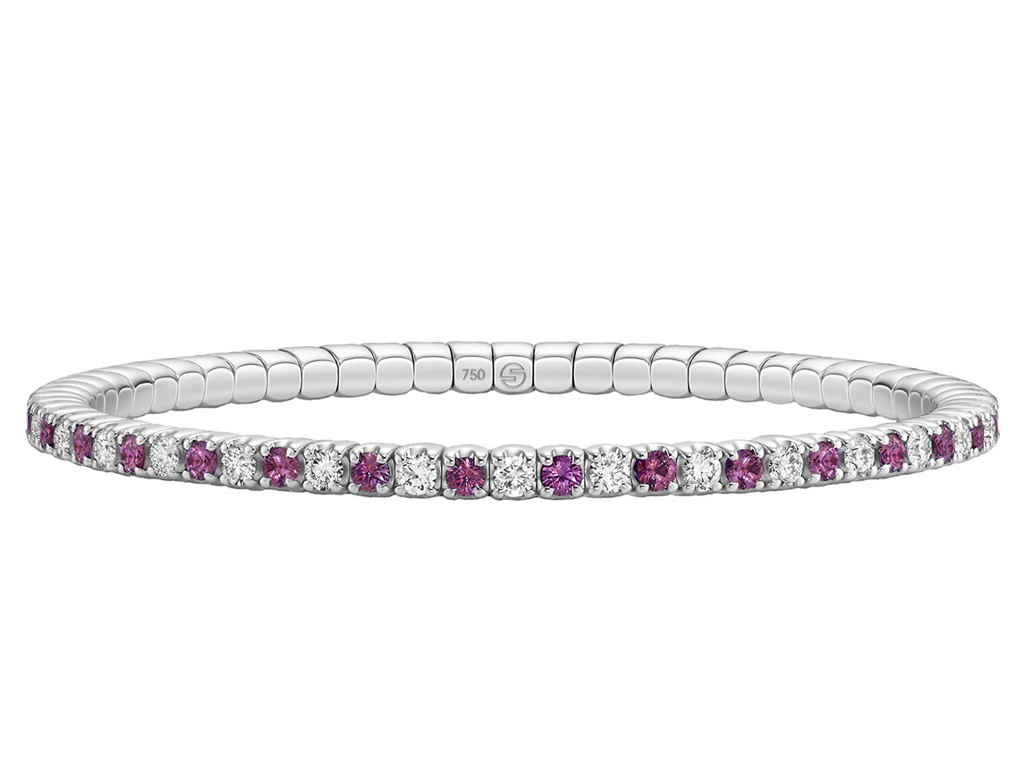 Scheffel Armband Stretch 18kt Weißgold 16,4g Diamanten 1,97ct Rubine 2,29ct
