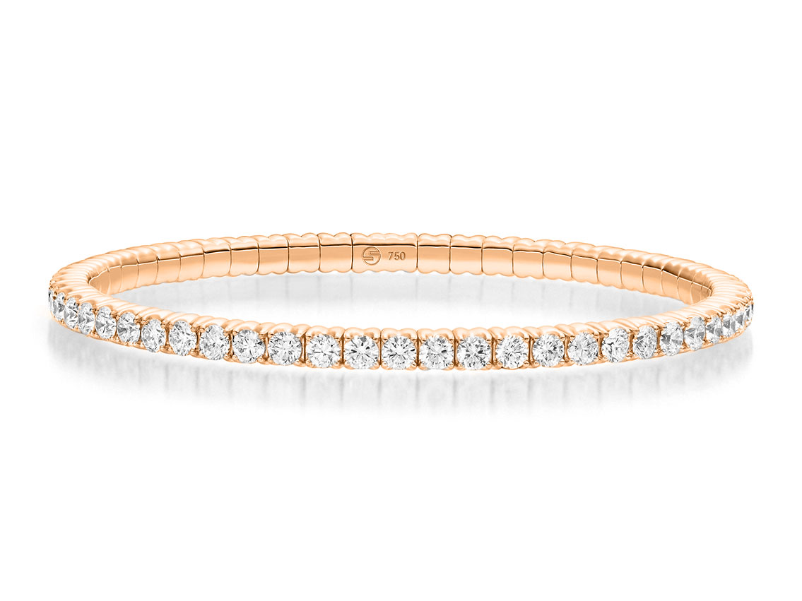 Scheffel Armband Tennis Stretch 18kt Roségold 19,2g Diamanten 4,20ct mit Box