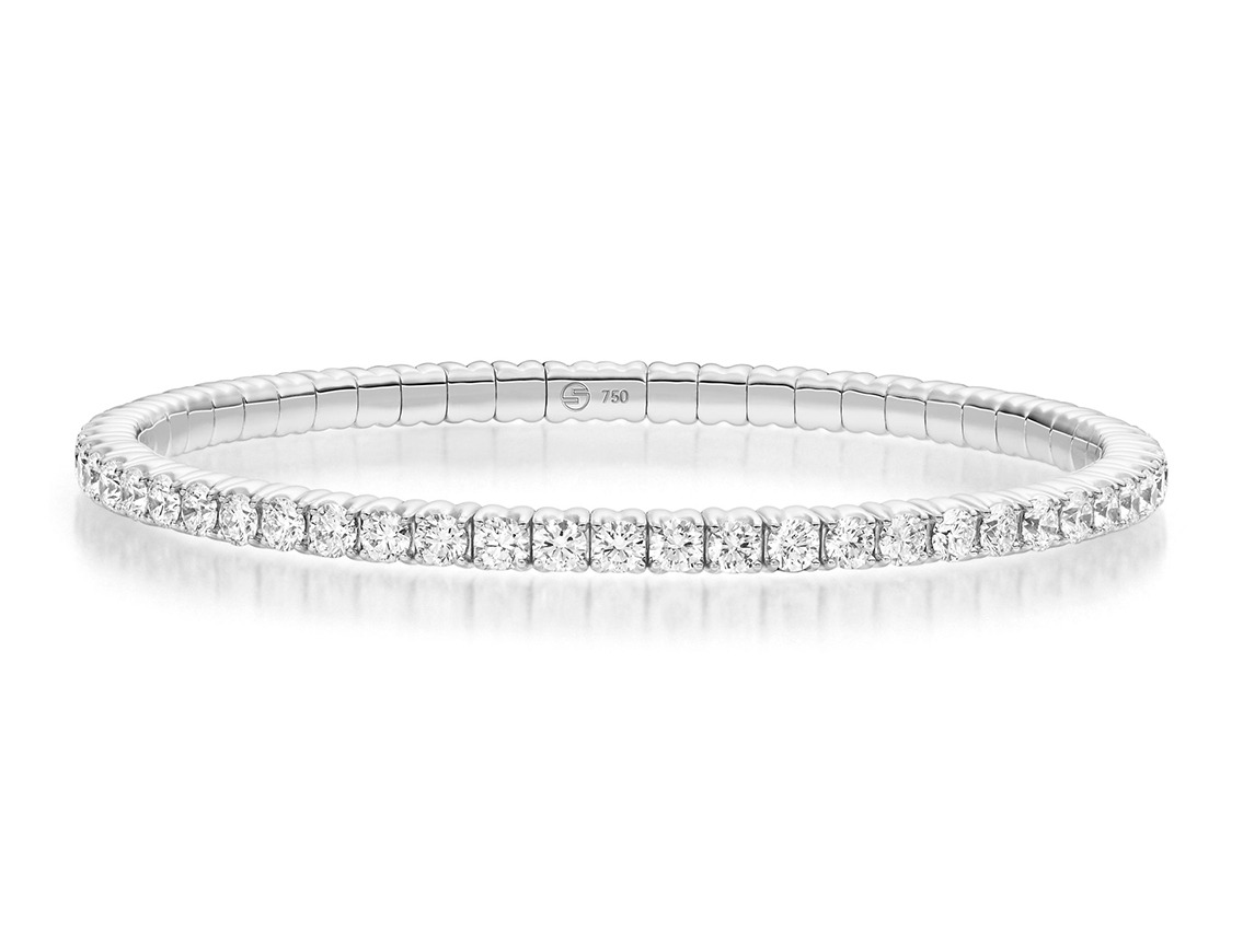 Scheffel Armband Tennis Stretch 950 Platin 32,2g Diamanten 5,73ct mit Box