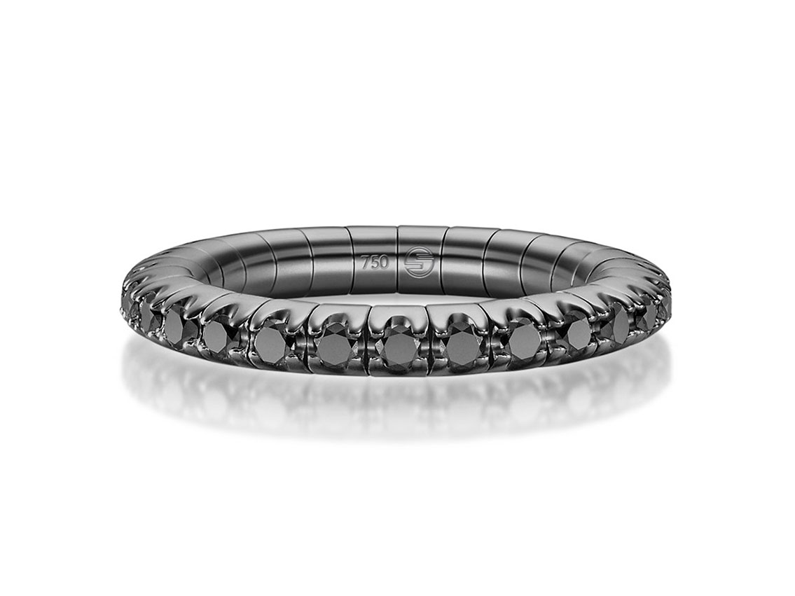 Scheffel Ring Stretch 18kt Weißgold 7,1g schwarz rhodiniert Diamanten 3,33ct
