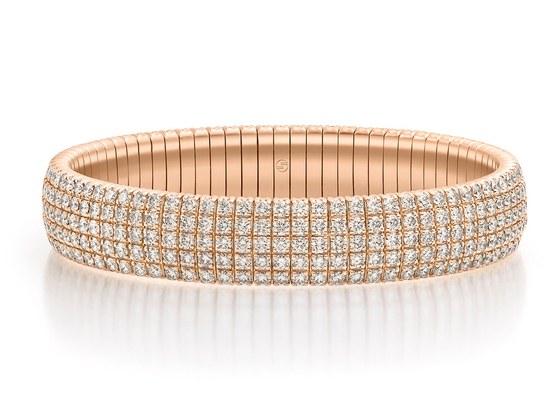 Scheffel Armband Stretch 18kt Roségold 46,2g Diamanten 12,19ct