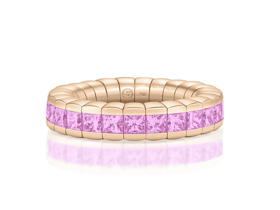 Scheffel Ring Stretch 18kt Roségold Saphire 3,74ct 13,2g Neu