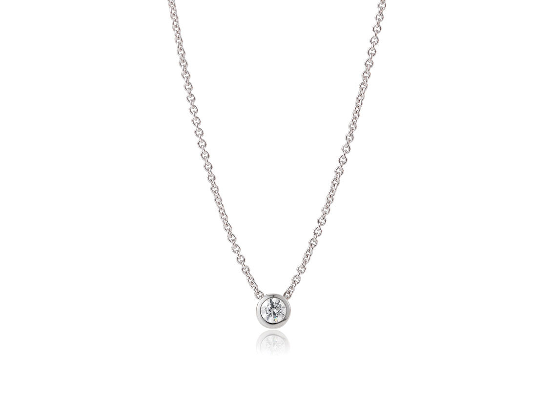 Saint Maurice Halskette Solitär 14kt Weißgold Diamant 0,10ct Neu