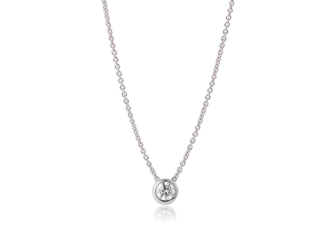 Saint Maurice Halskette Solitär 14kt Weißgold Diamant 0,20ct Neu