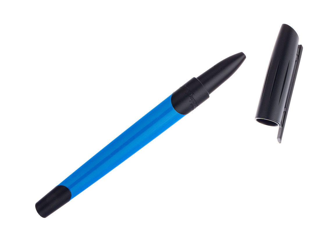 S.T. Dupont Défi Millennium Kugelschreiber Fluo Blue Schwarz Matt Ref.402033 Box&Pap. Full Set Neu