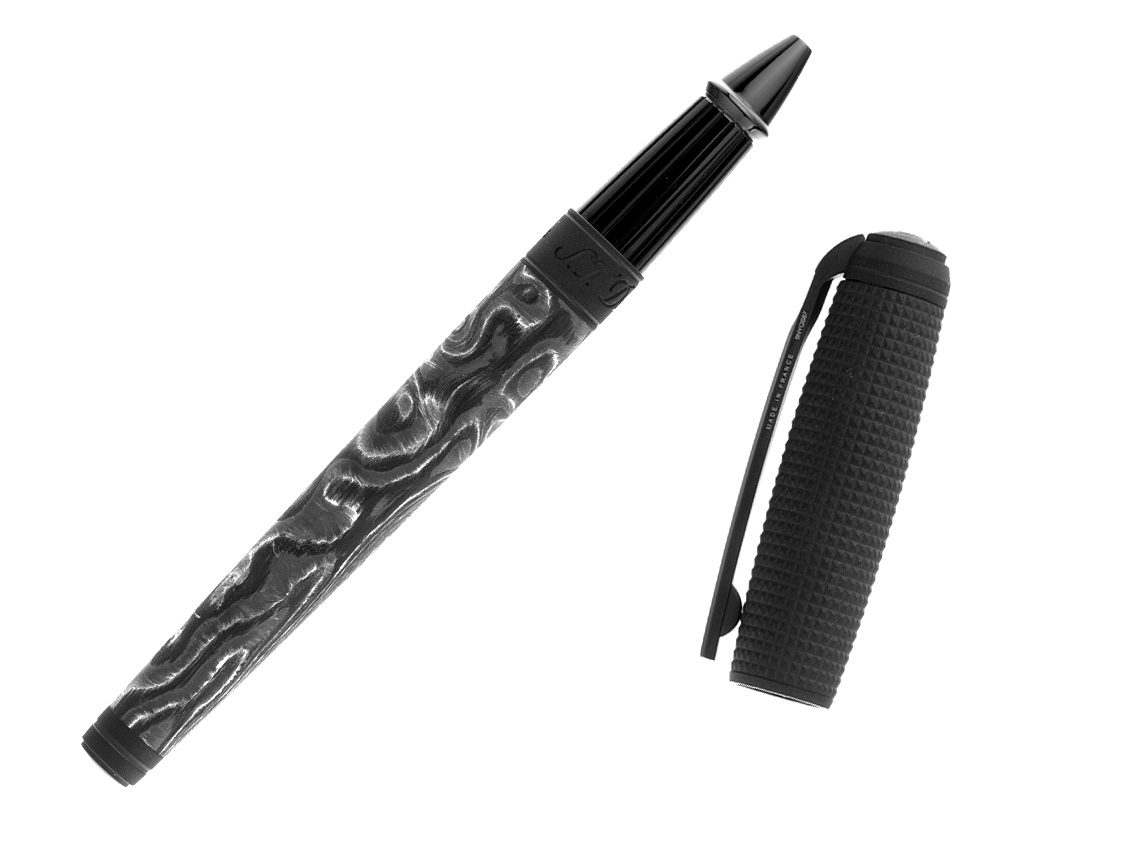 S.T. Dupont Tintenroller Linie D Large Carbon Dark Storm Ref.412395L Box&Pap. Full Set Neu