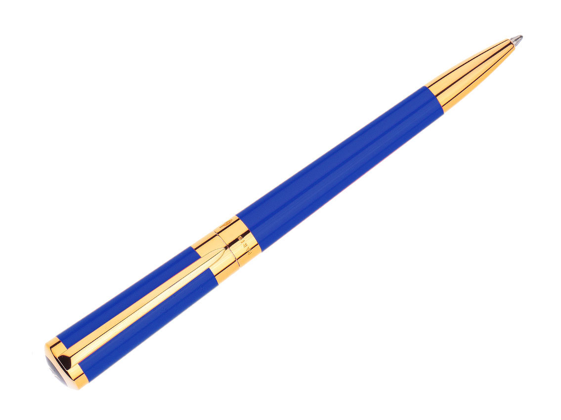 S.T. Dupont Kugelschreiber Liberté Gelbgold Blau Ref.465222G Full Set Neu