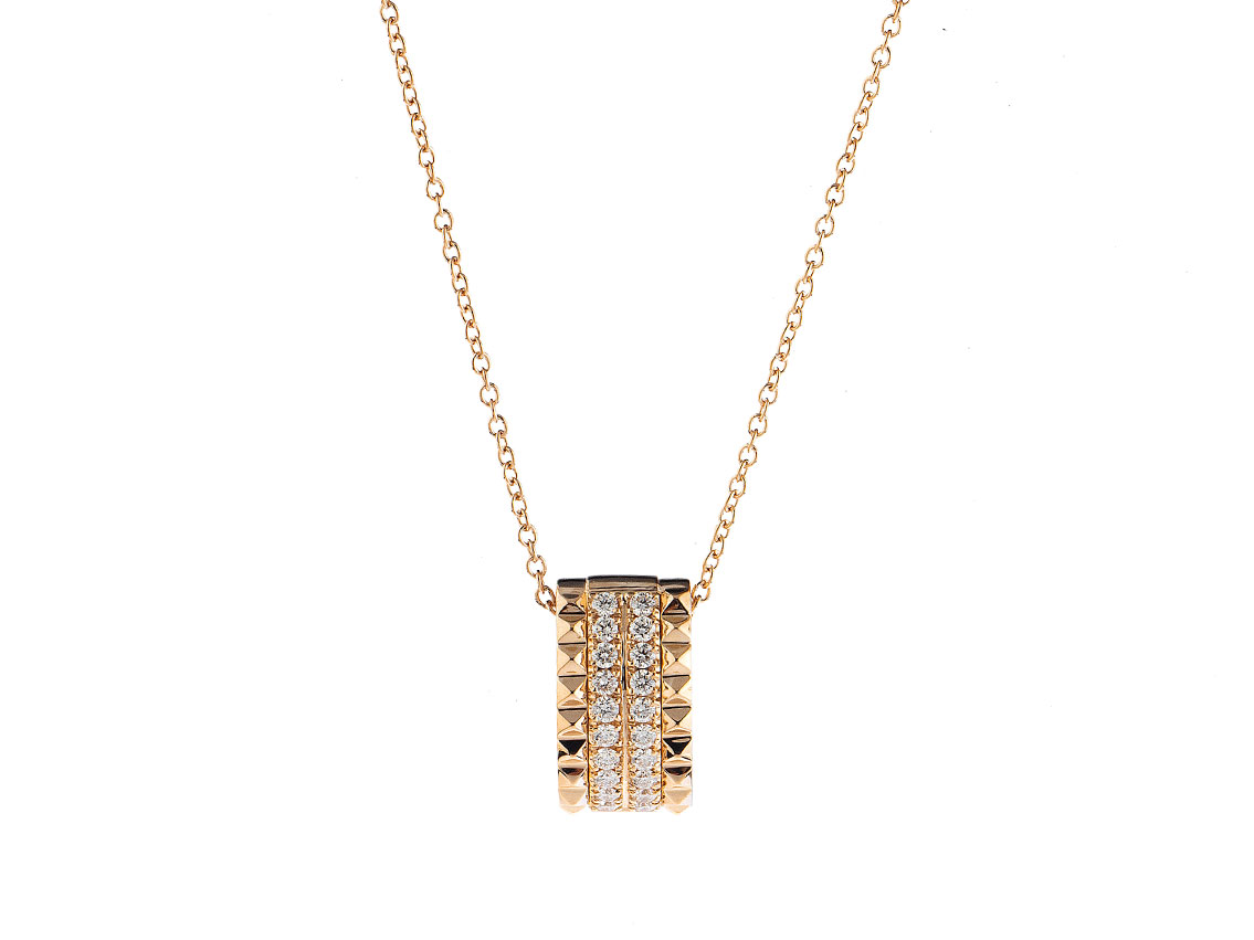 Alberti Halskette Anhänger eckig 18kt Roségold 7,6g Diamanten 0,40ct 440mm