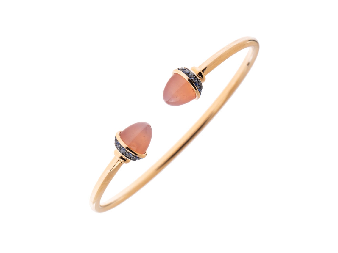 Alberti Armreif 18kt Roségold 9,6g Saphir 0,42ct Mondstein 7,93ct 160mm