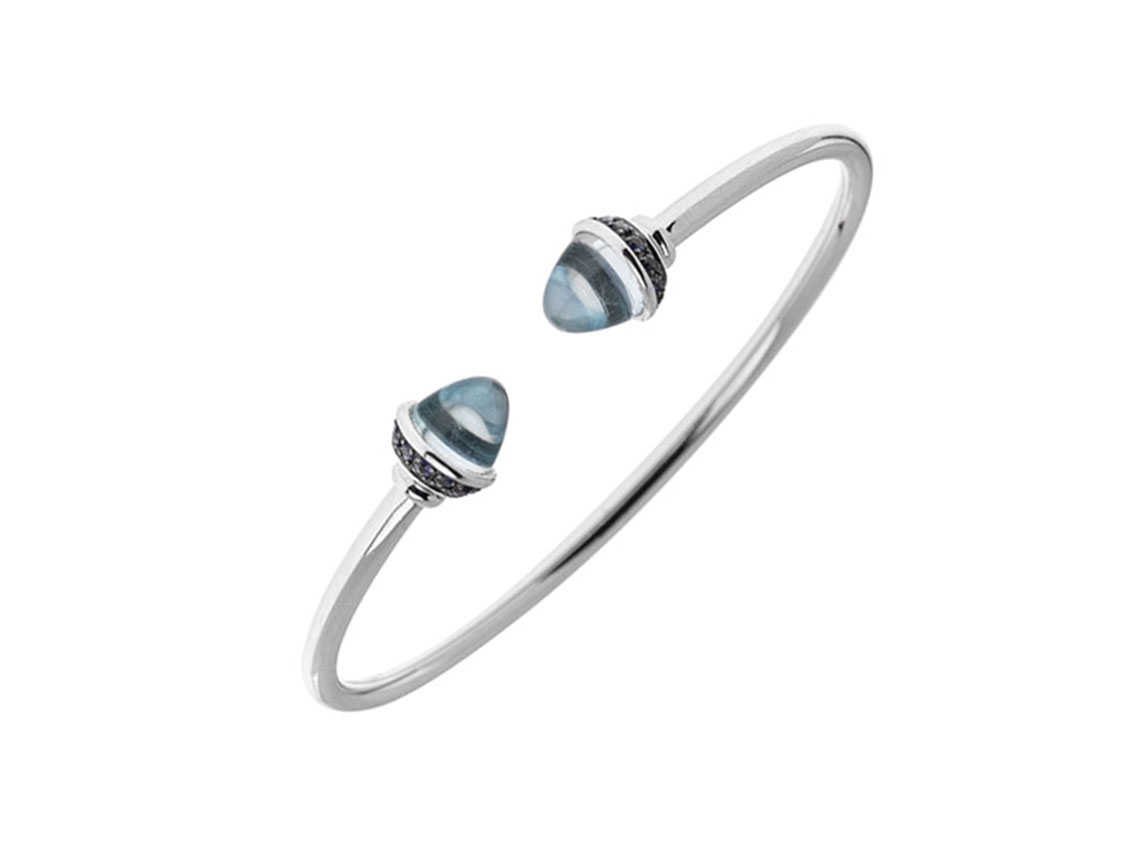 Alberti Armreif 18kt Weißgold Saphire 0,43ct Topas 7,85ct 160mm Neu