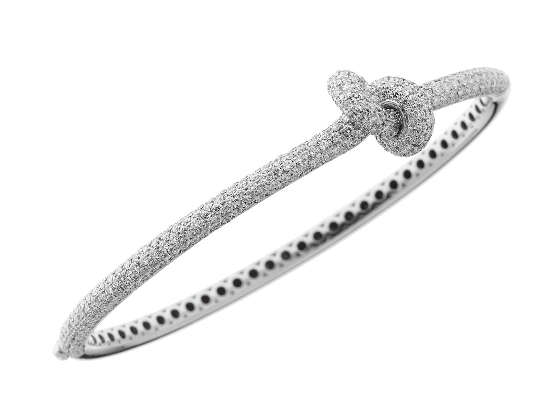 Armreif Knoten 18kt Weißgold 18,3g Diamanten 3,55ct 170mm