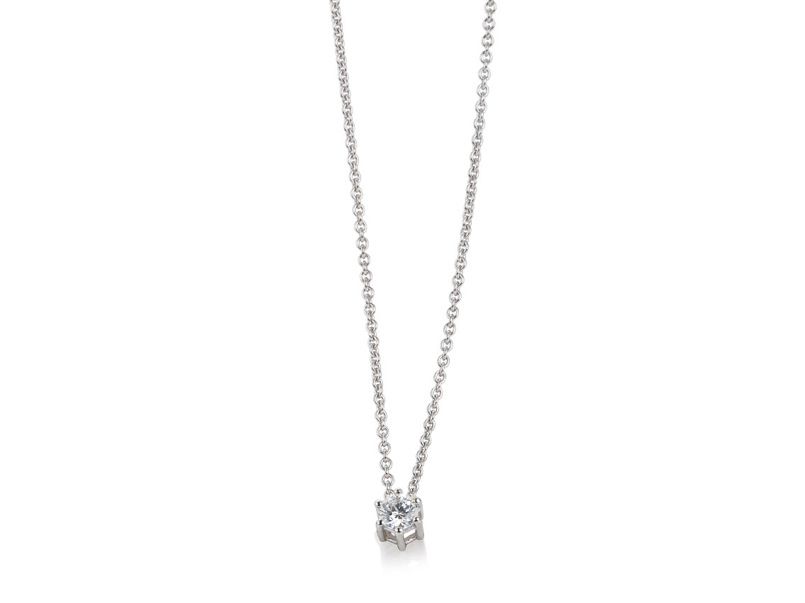 Saint Maurice Halskette Solitär 14kt Weißgold Diamant 0,10ct Neu