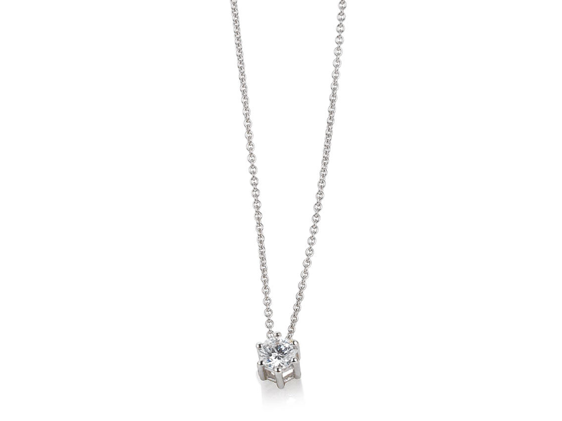 Saint Maurice Halskette Solitär 14kt Weißgold Diamant 0,25ct Neu