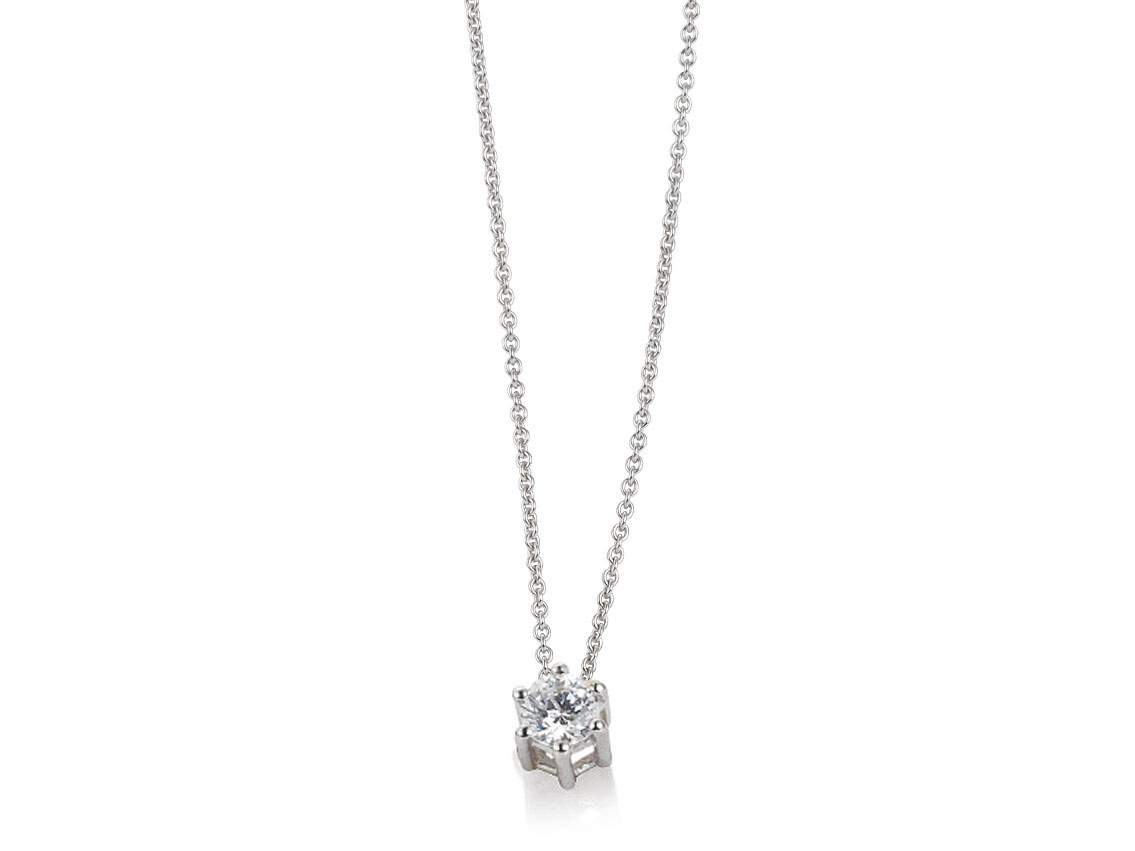 Saint Maurice Halskette Solitär 14kt Weißgold Diamant 0,50ct Neu