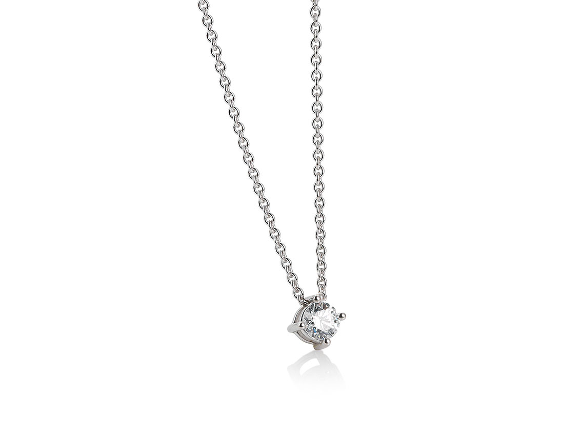 Saint Maurice Halskette Solitär 14kt Weißgold Diamant 0,10ct Neu
