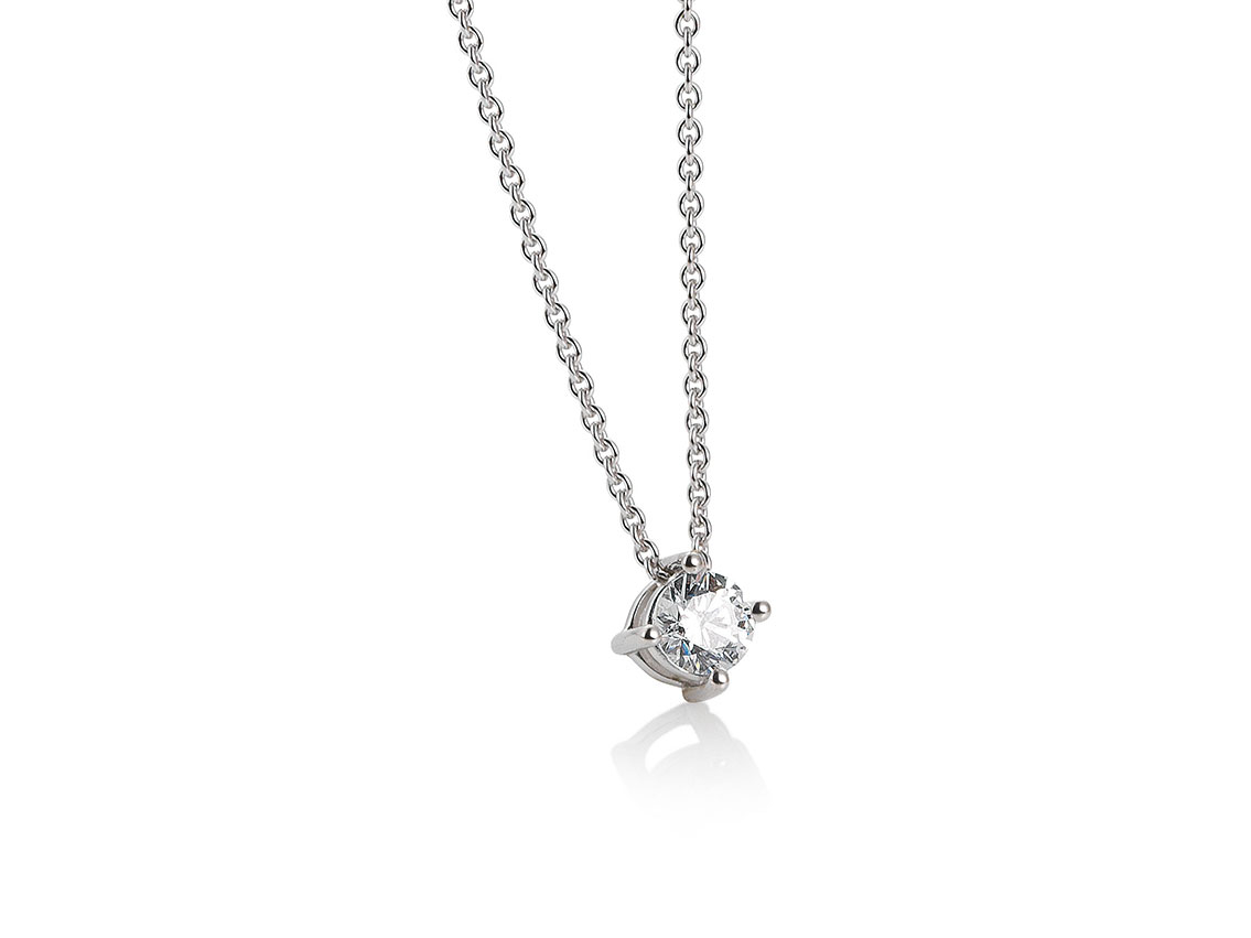 Saint Maurice Halskette Solitär 14kt Weißgold Diamant 0,15ct Neu