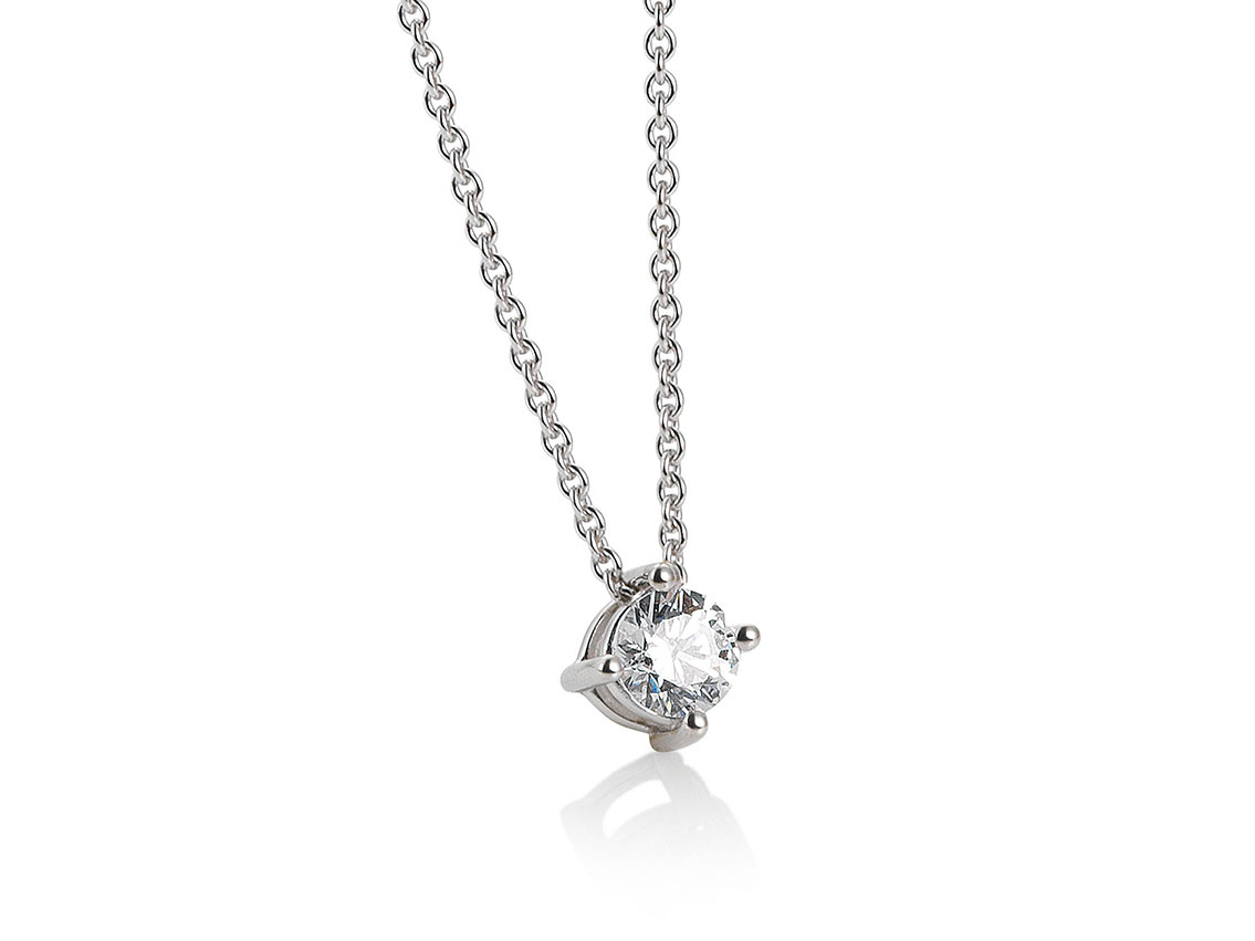 Saint Maurice Halskette Solitär 14kt Weißgold Diamant 0,20ct Neu