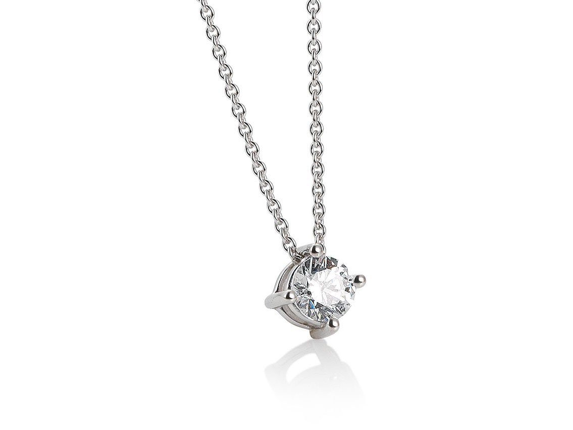 Saint Maurice Halskette Solitär 14kt Weißgold Diamant 0,25ct Neu