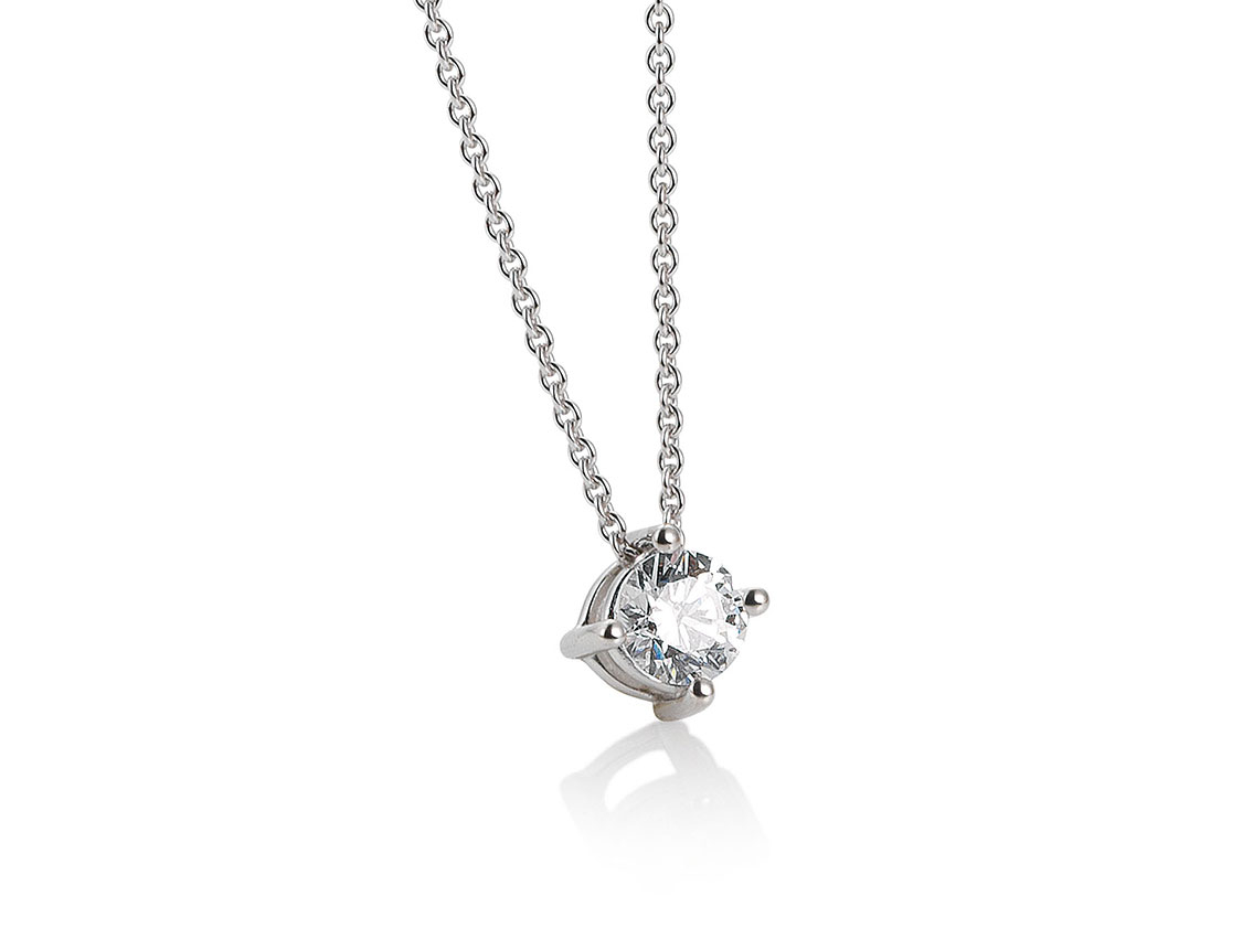 Saint Maurice Halskette Solitär 14kt Weißgold Diamant 0,30ct Neu