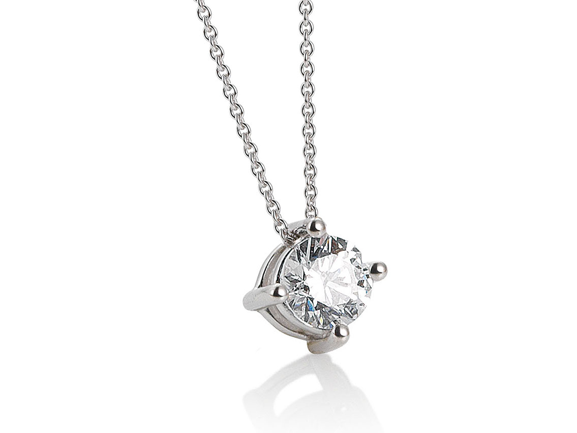 Saint Maurice Halskette Solitär 14kt Weißgold Diamant 0,50ct Neu