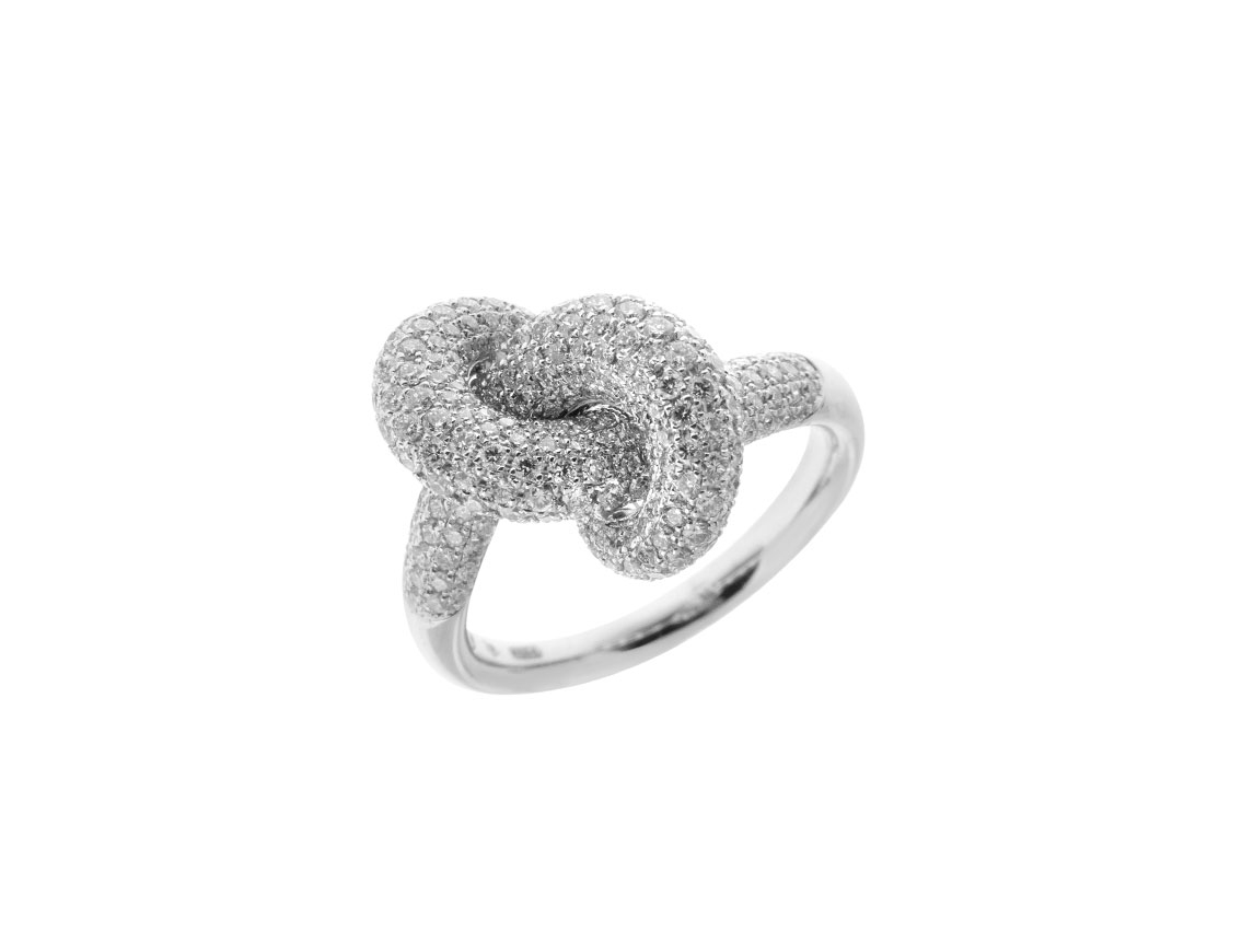 Alberti Ring Knoten 18kt Weißgold 7,0g Diamanten 1,80ct  