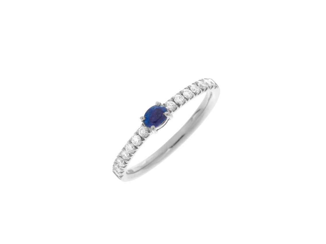 Alberti Ring 18kt Weißgold 2,3g Diamanten 0,27ct Saphir 0,20ct 
