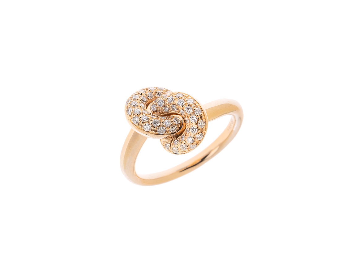 Alberti Ring Knoten 18kt Roségold 7,9g Diamanten 0,35ct 