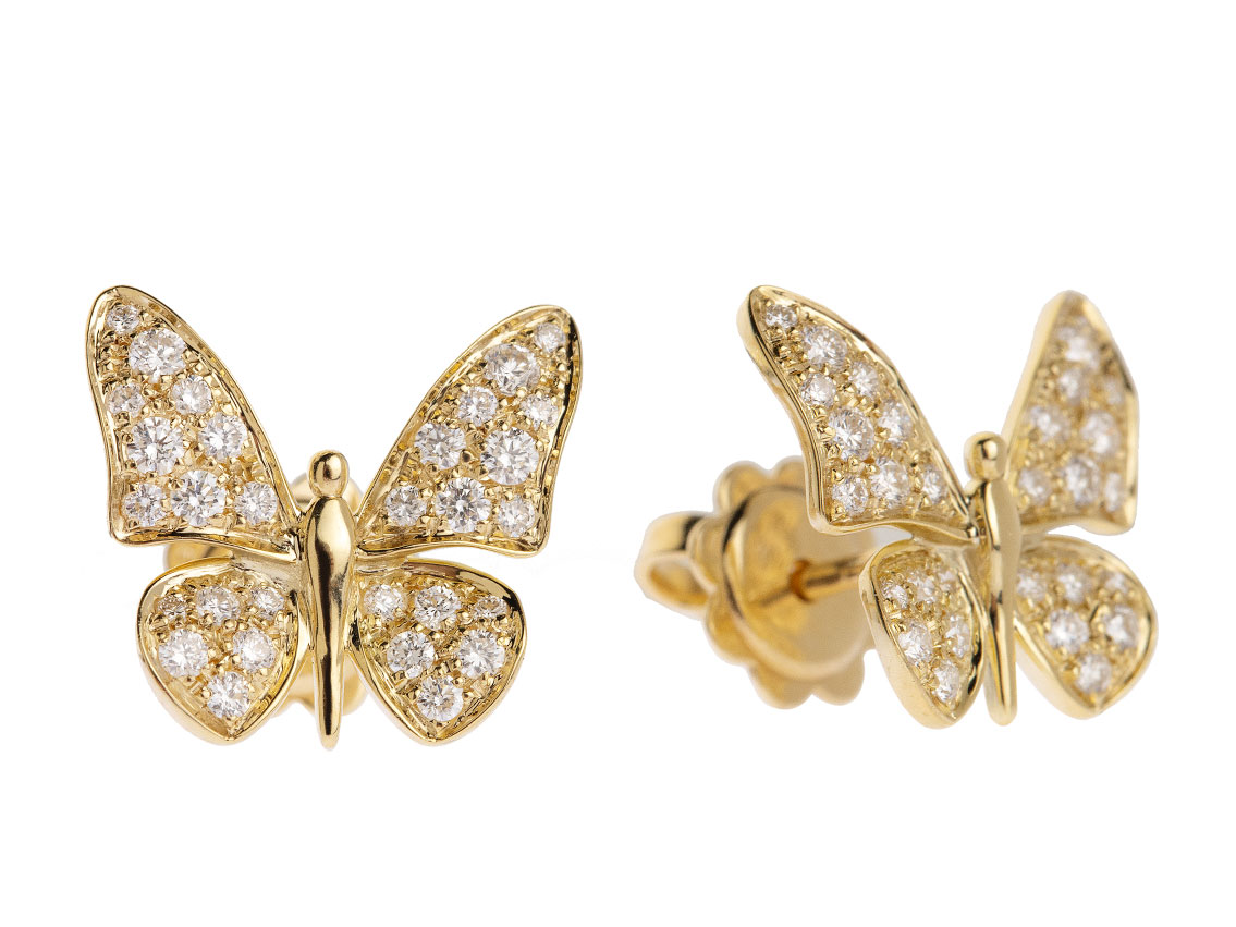 Alberti Ohrschmuck Ohrstecker Schmetterling 18kt Gelbgold 3,0g Diamanten 0,52ct 